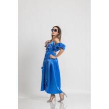 Midi Satin Dress Blue Vibe