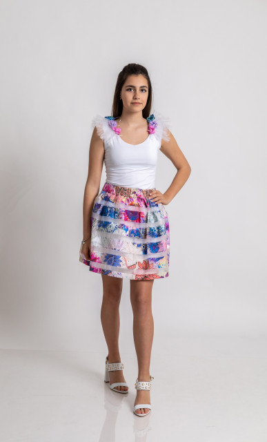 Two piece design- top and skirt