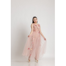 Double-layered tulle long dress