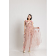 Double-layered tulle long dress