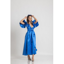 Midi Satin Dress Blue Vibe